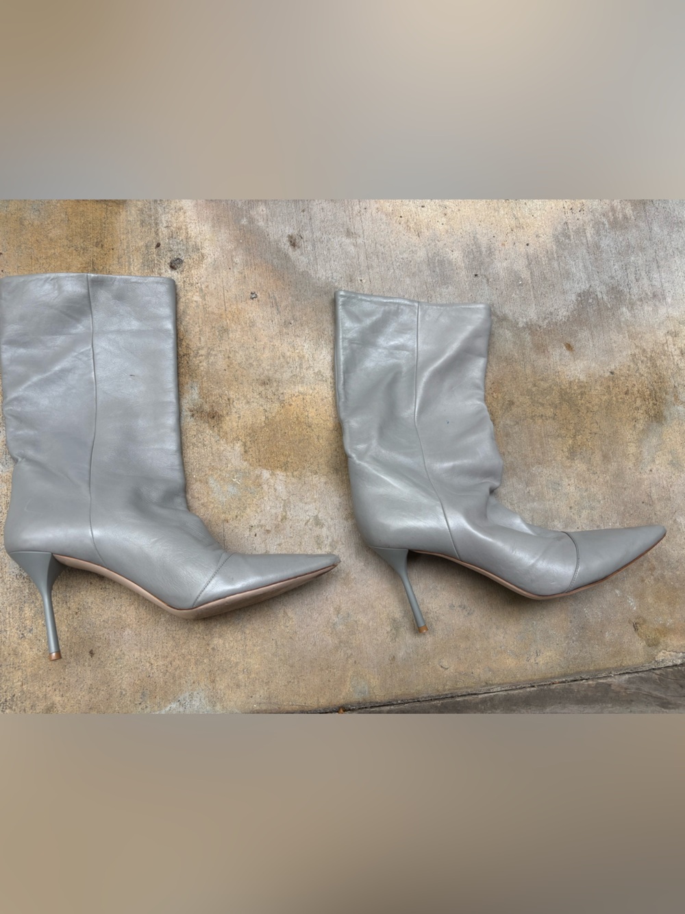 Miu Miu Dove Gray Nappa Leather Bow Pointed Toe Pumps 40